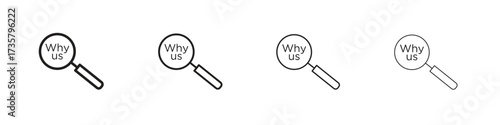 Why us icon concept. editable vector trendy illustrations.