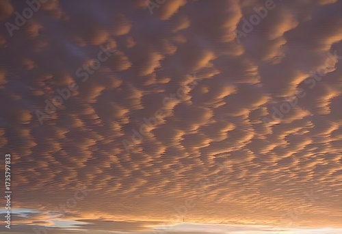 Sunset Mammatus Clouds Paint the Sky in Golden Hues