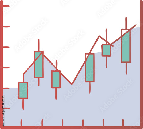 Stock market chart illustrating growth trend financial success graph