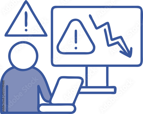 Stock Market Crash Warning Risk Assessment with Decreasing Graph Illustration