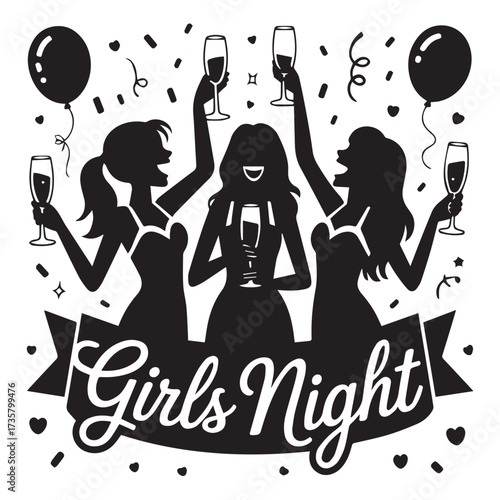 Girls Night Celebration Vector Elements for Invitations and Design