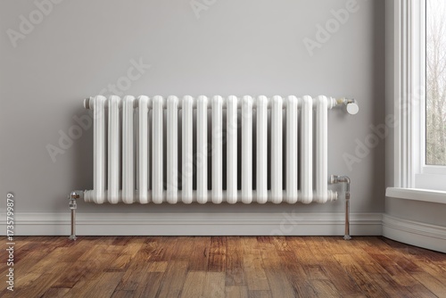 Wallpaper Mural Classic White Radiator in Room with Wooden Floor and Window. Torontodigital.ca