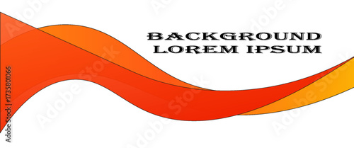 Abstract smooth color wave vector. Curve flow orange motion illustration. Orange red wave
