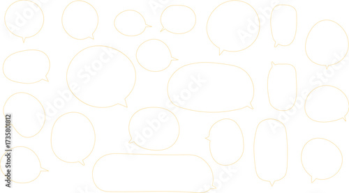 The bubbles are drawn in a hand-drawn or casual vector style, showcasing a wide variety of shapes and sizes.. orange color.
