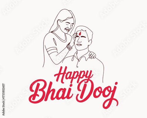 Happy Bhai Dooj Post and Greeting Card. Indian Festival Bhai Dooj Creative Poster Vector Illustration.