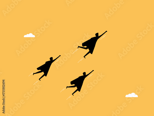 Business leaders fly into the sky