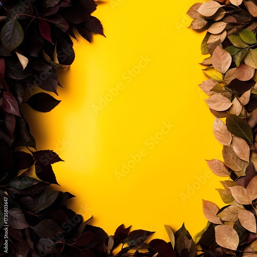 Vibrant Fall Frame with Oak Leaves, Pinecones, and Central Blank Area