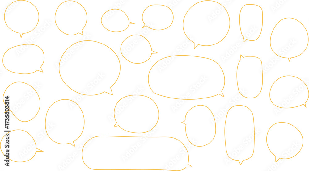 Fototapeta premium The bubbles are drawn in a hand-drawn or casual vector style, showcasing a wide variety of shapes and sizes.. orange color.