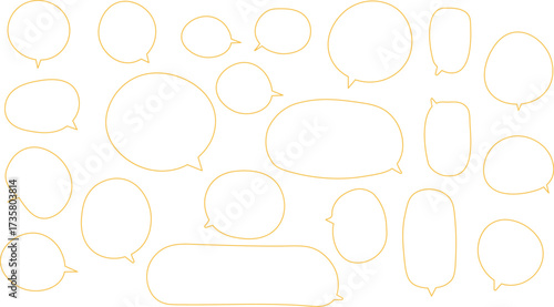 The bubbles are drawn in a hand-drawn or casual vector style, showcasing a wide variety of shapes and sizes.. orange color.
