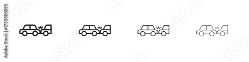 Rear end collision icon concept. editable vector trendy illustrations.