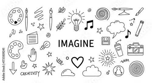Hand drawn doodle set creative elements for design vector illustration isolated on white background