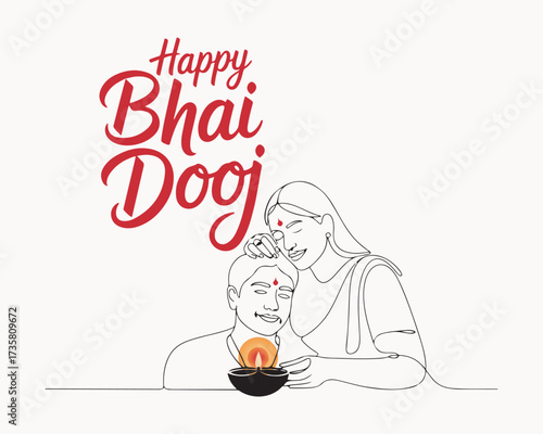 Happy Bhai Dooj Post and Greeting Card. Indian Festival Bhai Dooj Creative Poster Vector Illustration.