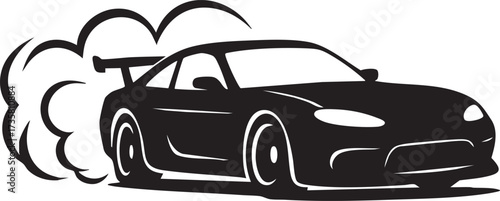 Drifting Car Pose silhouette vector