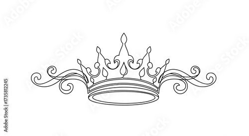 Elegant crown vector illustration minimalist line art design isolated on white background