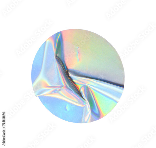 Holographic metallic duct sticker with colorful wavy surface and iridescent light effect, isolated on transparent background © timonko