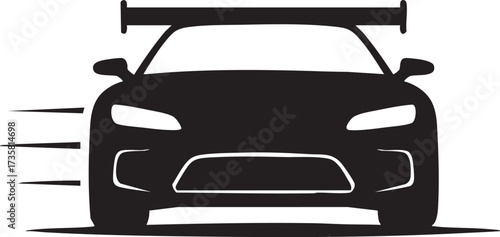 Front View Racing Car silhouette vector