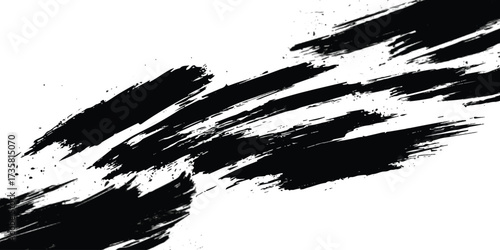 Vector brush grunge texture Rough Black Scratches splatter grunge distressed background. grunge isolated on white background