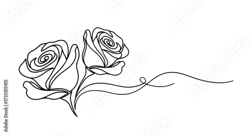Elegant rose flower line art illustration continuous drawing style minimalist vector design element