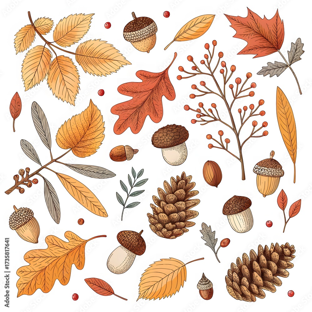 Obraz premium Autumn harvest elements perfect for fall designs, invites, and seasonal commercial projects