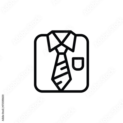 A line drawing of a dress shirt with a tie and pocket