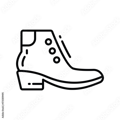 An ankle boot illustration with a heel three buttons and a tab