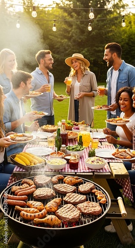 Group of Friends Enjoying a Summer BBQ.