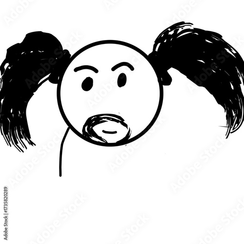 black and white cartoon illustration of a little boy