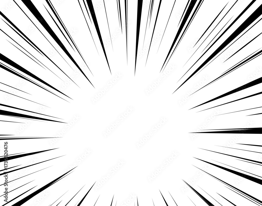 Obraz premium 漫画素材にモノクロでシンプルな集中線