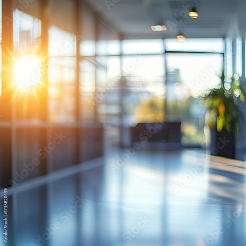 Wallpaper Mural Blurry office hallway, sunlight through windows Torontodigital.ca