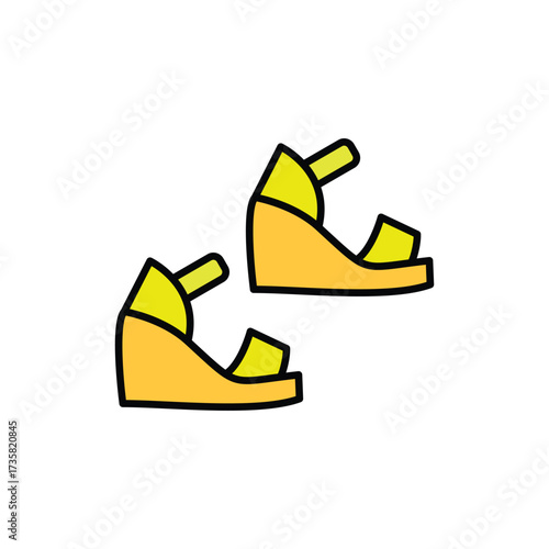 Two yellow sandals one slightly overlapping the other stand out