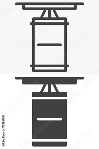 Punching bag vector icon set in line and solid style