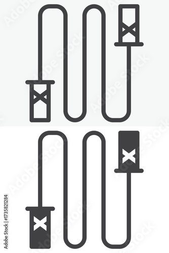 Skipping rope line outline & solid different style icon set pack