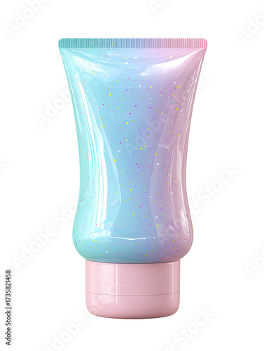 Pastel tube cosmetic, glitter accents