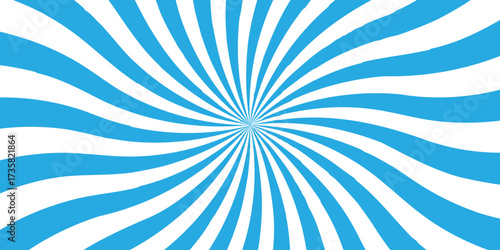 Sunburst pattern blue and white background design. Vintage sunrays illustration swirl line. sun beam vector banner design pop art comic burst gradient concept pattern.	
