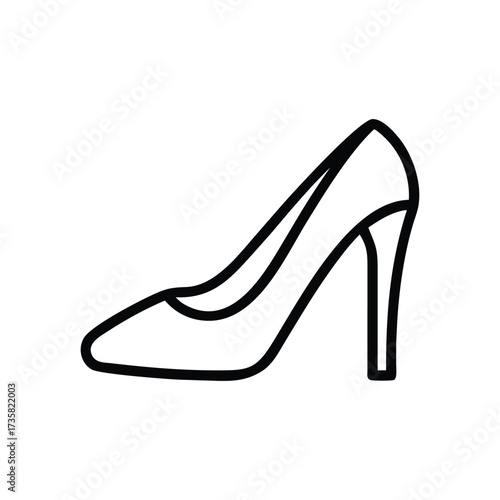 Line drawing of a highheeled shoe outlining its form