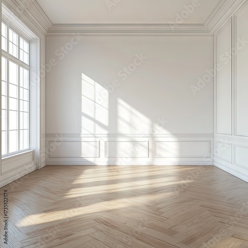 Wallpaper Mural Empty, sunlit, classic room with hardwood floor Torontodigital.ca