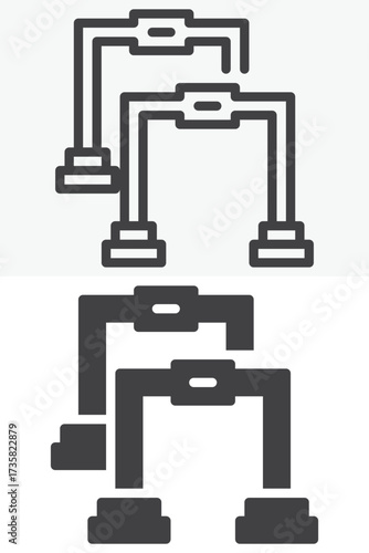 Push up bars line outline & solid different style icon set pack