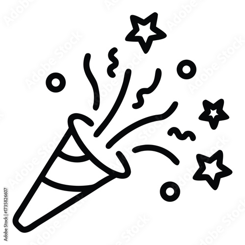 Confetti popper exploding streamers stars celebration party icon vector