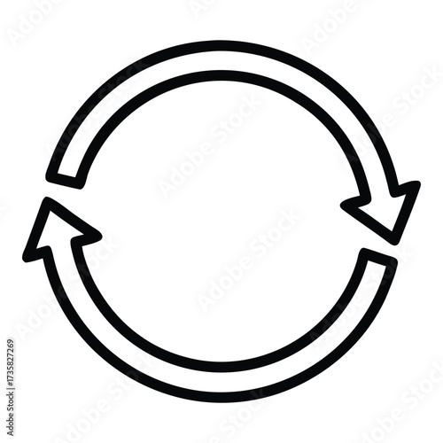 Circular arrows symbol representing refresh reload cycle repeat or continuous process vector