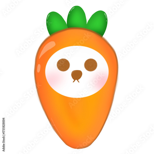 Cute Carrot with Bunny Illustration - Kids friendly