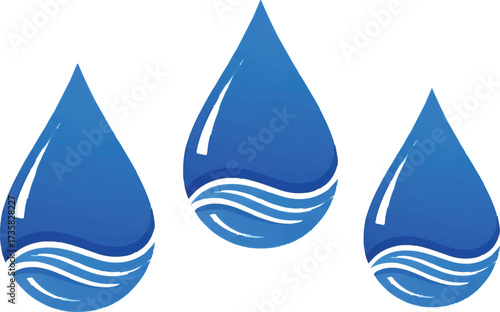 The image you uploaded shows three stylized blue water droplets. Each droplet contains