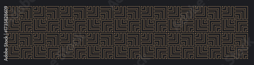 Seamless geometric line pattern in black and gold shades. Graphical illustration for a unique banners, wall decor, textiles and interior design.
