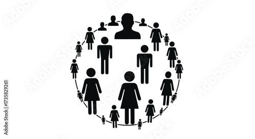 Diverse Group of People Silhouettes Arranged in a Circle
