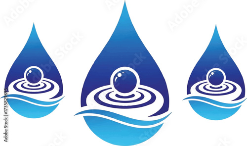 The image you uploaded shows three stylized water droplets. Each droplet contains a circular ripple pattern