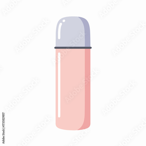 Flat Modern Pastel Color Thermos Bottle Portable Drink Container Illustration