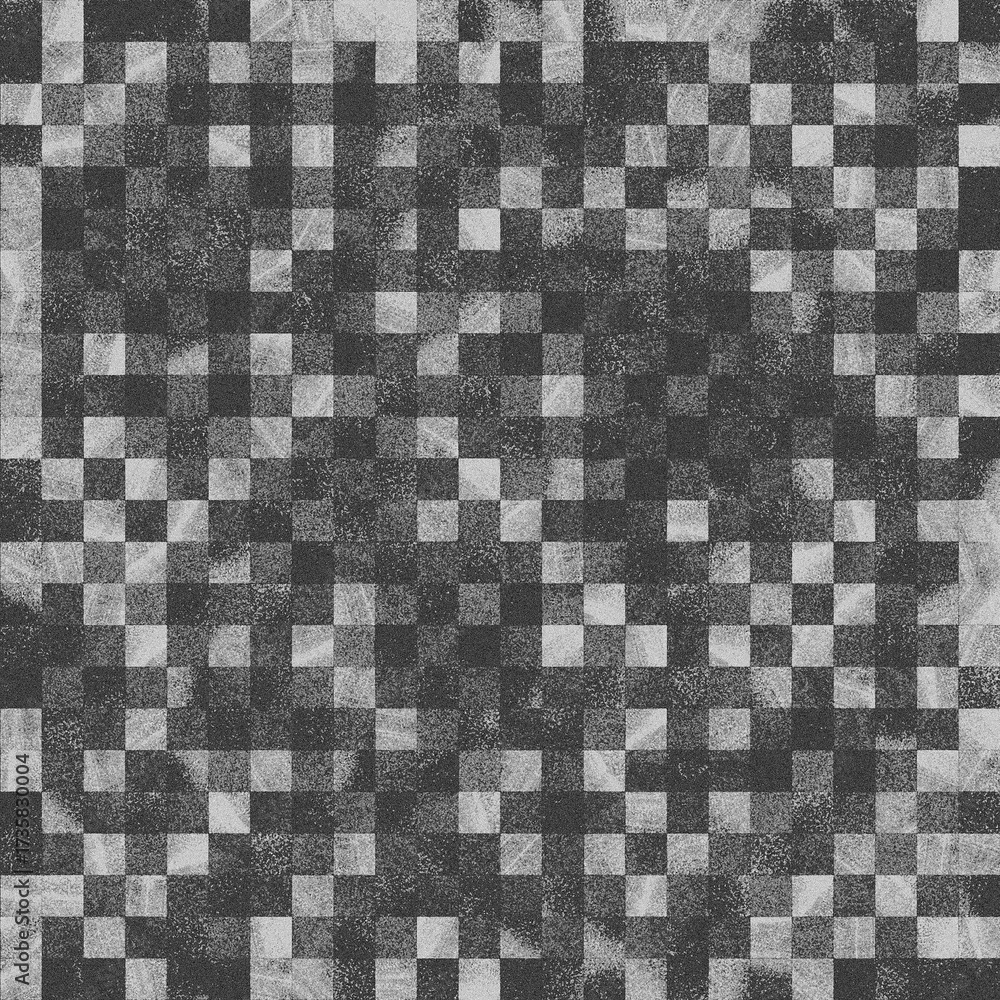 Fototapeta premium Abstract black and white checkered grunge pattern background
