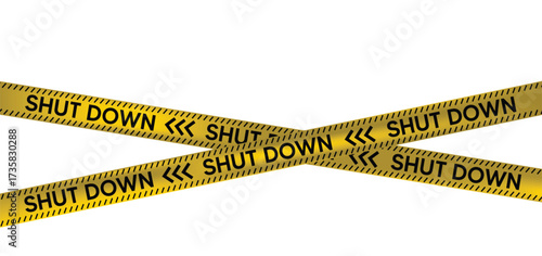 Shut down yellow ribbon vector on white isolated
