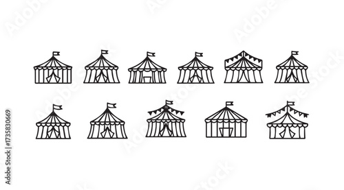 Vector art of circus tent icon set