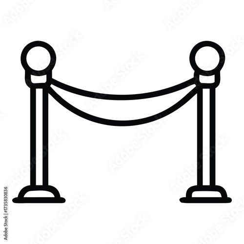 Red carpet stanchion barrier rope line event access control icon graphic vector