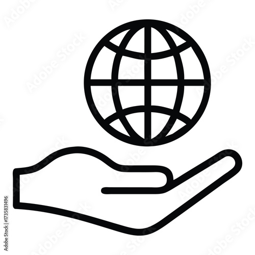 Hand holding globe icon for global care conservation and earth responsibility vector